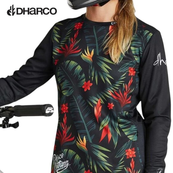DHARCO Women's Floral tropical MTB mountain bikeJersey Long Sleeve m - Picture 1 of 16